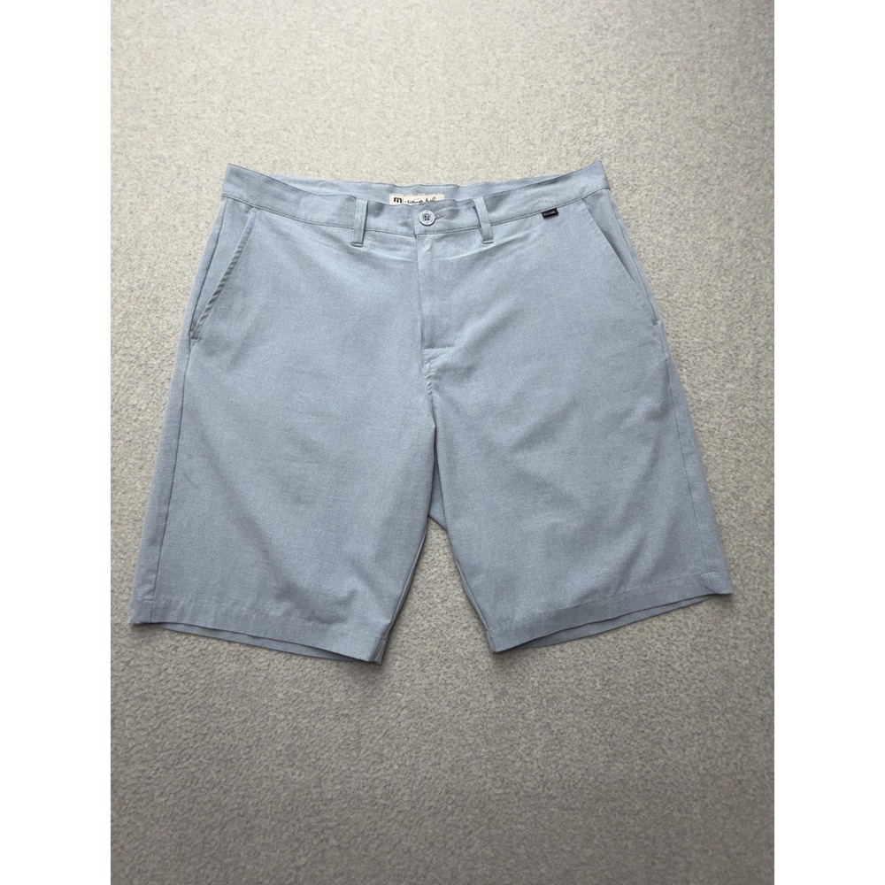 Travis Mathew Shorts Mens 40 Blue Check Chino Flat Front Casual Pockets‎ Summer
